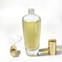 Flacon d'huile essentielle transparent et plat, flacon de parfum de luxe en verre 100 ml, flacon vaporisateur rechargeable, flacons de parfum vides avec bouchon à vis