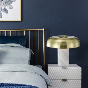 Lampe de Table en forme de champignon doré, <span class=keywords><strong>Jazz</strong></span>, base en marbre blanc, éclairage de bureau moderne JY6130 - Product Image 3