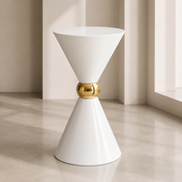 Socle de présentation en forme de sablier rond de 50 cm, blanc et noir, pour gâteau de mariage, support à fleurs, piédestal pour la décoration d'événements et de fêtes