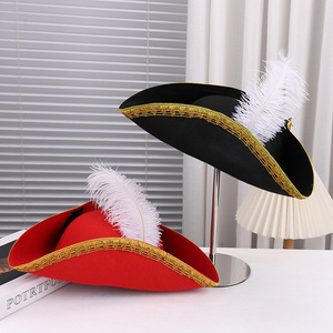 <span class=keywords><strong>Sombrero</strong></span> de Capitán <span class=keywords><strong>Pirata</strong></span> Caribeño a Rayas, Moderno, 100% Algodón, Transpirable, para Adultos, Primavera/Verano, 48-50cm, para Fiesta de Halloween - Product Image 1