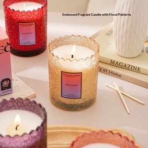 Embossed Glass Scented Candle Plant Soy Wax Smokeless Aroma Candle Wholesale Gift For Festival Souvenir - Product Image 3