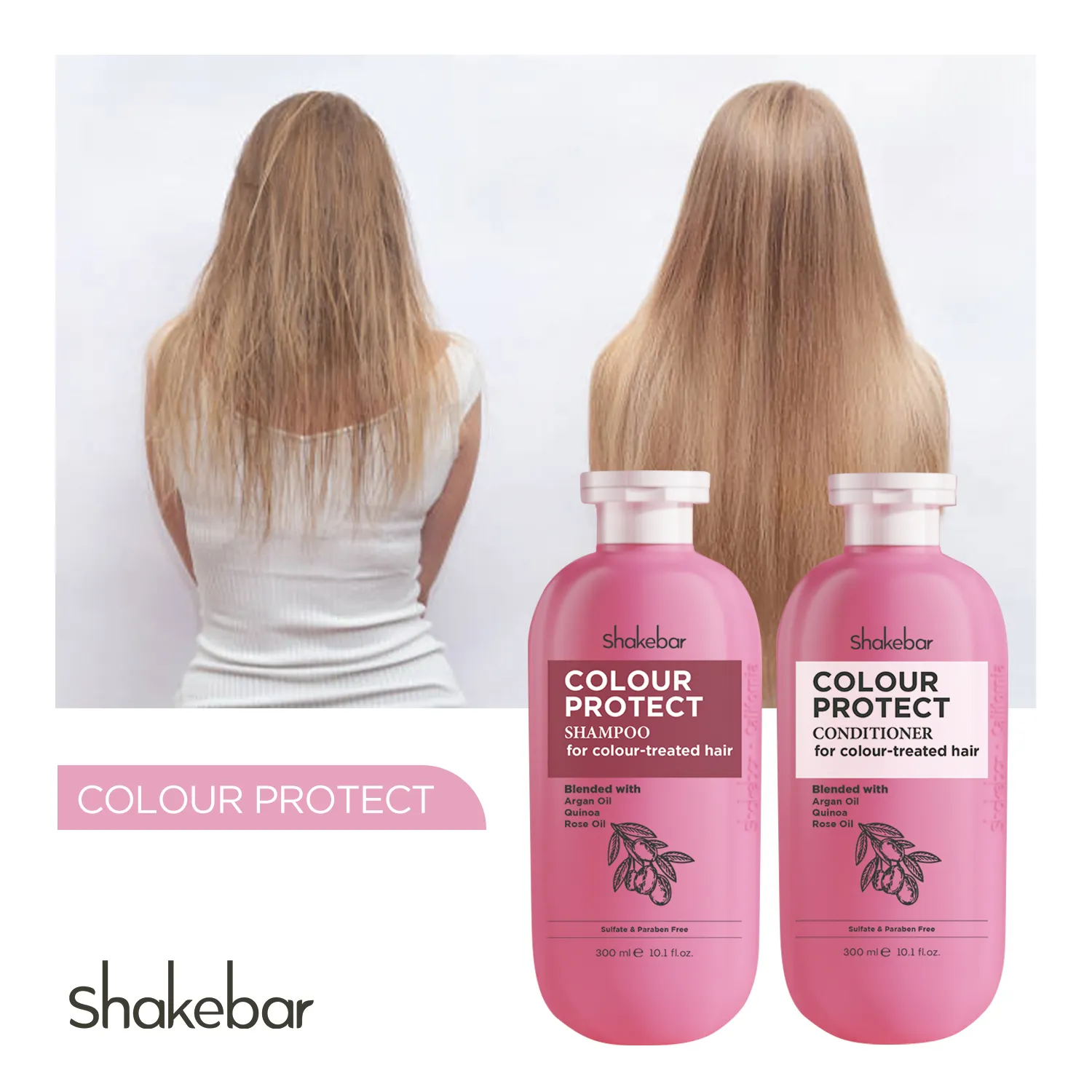 Shakebar vendita calda buon prezzo cura dei capelli senza parabeni per il colore dei capelli trattati con i colori e proteggi Shampoo e balsamo