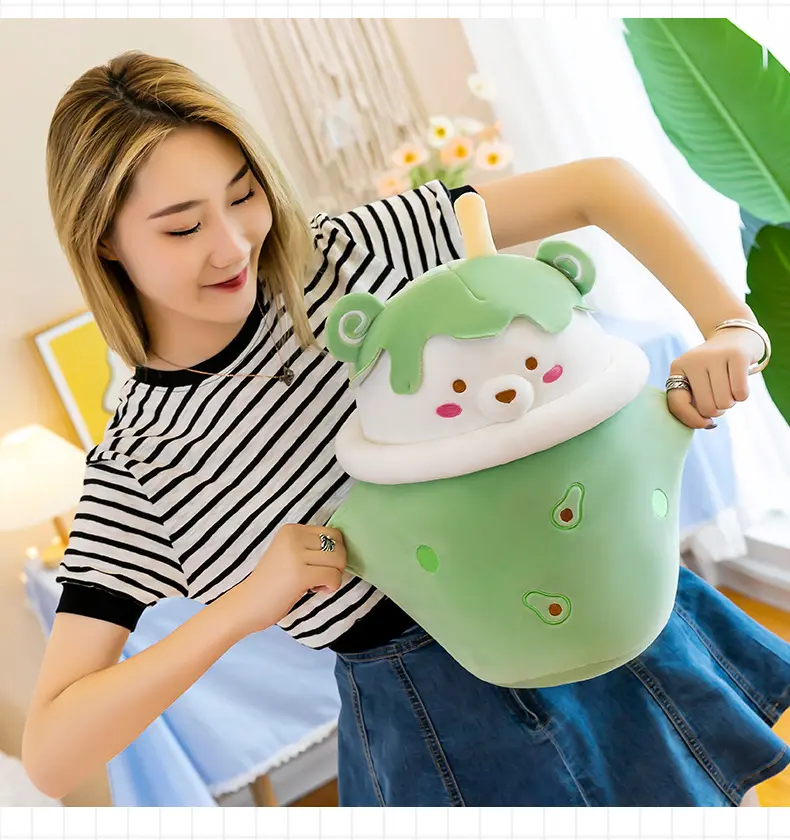 Novo brinquedo macio personalizado kawaii, copo de chá de leite de pelúcia fofo com almofadas bolha de algodão PP, almofadas para presente de meninas