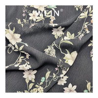 WI-B05 Großhandel Dark Gery Flower Printed Crinkle Chiffon Stoff Mehrfarbiger Druck Blumen stoff für Frauen Kleid