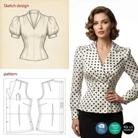 Chemisier Vintage Personnalisé de Haute Qualité à Carreaux Gingham, Manches Bouffantes, Haut Chic Rétro, Blouses et Chemises Décontractées pour Femmes