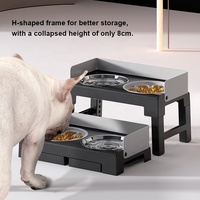 Mignons et intelligents : Gamelles surélevées en acier inoxydable pour chiens, réglables sur 6 hauteurs, support double pliable et antidérapant pour gamelles à alimentation lente