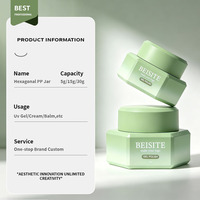 Vente en gros usine – Pots hexagonaux en plastique vert dégradé de 5g, 15g, 30g pour gel de construction, pots de gel pour ongles personnalisés OEM/ODM