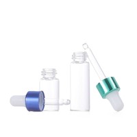 Grosir botol tetes kaca kecil Mini 1ml 2ml 3ml 5ml penguji botol kaca dapat digunakan kembali botol tabung kaca dengan penetes aluminium