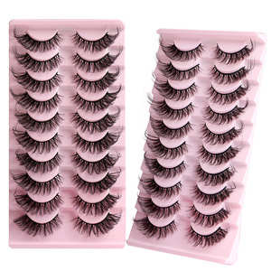 10 paires de faux cils longs naturels 8D en vison synthétique, bande complète, faits à la main, doux, emballage personnalisé, extension de cils, maquillage - Product Image 4