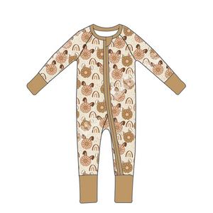 Abbigliamento per bambini con stampa di alta qualità in fibra di bambù comode tute con cerniera per neonati YKK per bambini - Product Image 4