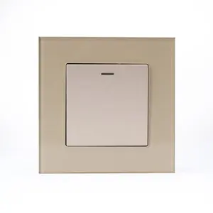 EU standard 250V~ /10A Tempered Glass Panel 1 gang 1 way switch with indicator wall electric switch board