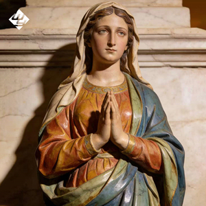 Estatua de la Virgen María rezando en mármol natural, escultura religiosa colorida <span class=keywords><strong>para</strong></span> altar de capilla - Product Image 1