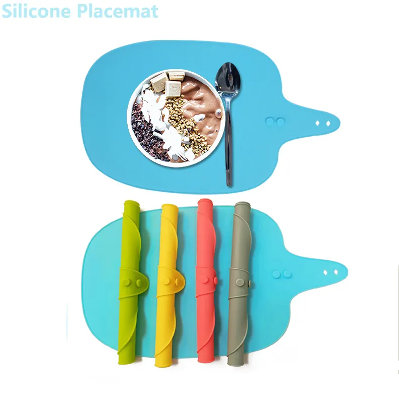 बच्चों सिलिकॉन Placemats पुन: प्रयोज्य गैर पर्ची टेबल मैट बच्चे को खाना मैट