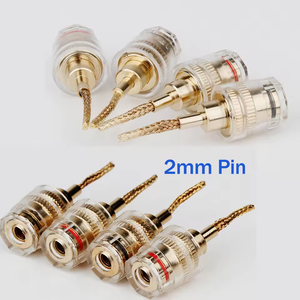 2 מ "מ סיכה ל 4 מ מ" מ בננה נקבה טהור מצופה זהב 24 קראט תקע כבל עבור מסופי רמקול מחבר חוט היפי - Product Image 2