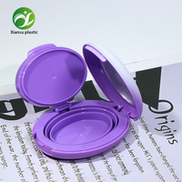 Mini boîte à coussinets dégradé violet, conteneur cosmétique ovale portable, coque de maquillage vide en plastique
