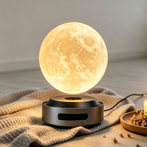 HCNT Magnetic Levitating Moon Lamp Auto Lifting Floating 3D Moon <b>LED</b> <b>Night</b> <b>Light</b> Home Decoration - Product Image 2