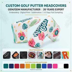 Custom Logo PU Leather Blade Putter <b>Cover</b> Magnetic Closure 3D Embroidery Golf Putter Headcover OEM Factory Wholesale - Product Image 1
