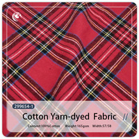 Tissu 100% Coton Teint Fil à Fil Rouge Bleu Brossé à Carreaux Écossais pour Chemises, Robes, Hauts, Sacs et Accessoires pour Enfants