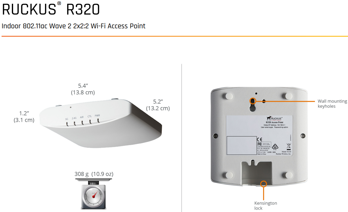Dual Band Indoor Ruckus Wireless Access Points Ruckus Zoneflex R320 AP 901-R320-WW02