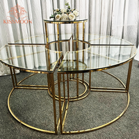 Ensemble de table à dessert ronde en acier inoxydable miroir doré, multi-niveaux, combinable, pour buffet de bonbons de mariage, table de jardin extérieure
