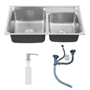 Brazil stainless steel kitchen sink pia da cozinha brushed thickening double bowl modern farmhouse sink for the kitchen