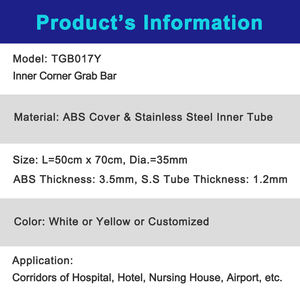 Weißer pulver beschichteter Edelstahl-Sicherheits greifer für die innere Ecke für Handicap-Handgeländer - Product Image 3