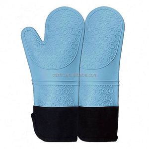 Extra Long Professional Heat Resistant <b>Silicone</b> Mitt Kitchen Cooking Pot Holders <b>Silicone</b> Oven Mitt with Quilted Liner - Product Image 1