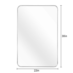 กระจกห้องน้ำทรงสี่เหลี่ยมกรอบโลหะสีเงิน ขนาด 22x30 นิ้ว ติดผนังสำหรับห้องน้ำ - Product Image 5