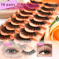 Faux cils 3D personnalisés, volumineux et spectaculaires, en vison synthétique, avec bandes en coton noir confortables, 10 paires par boîte