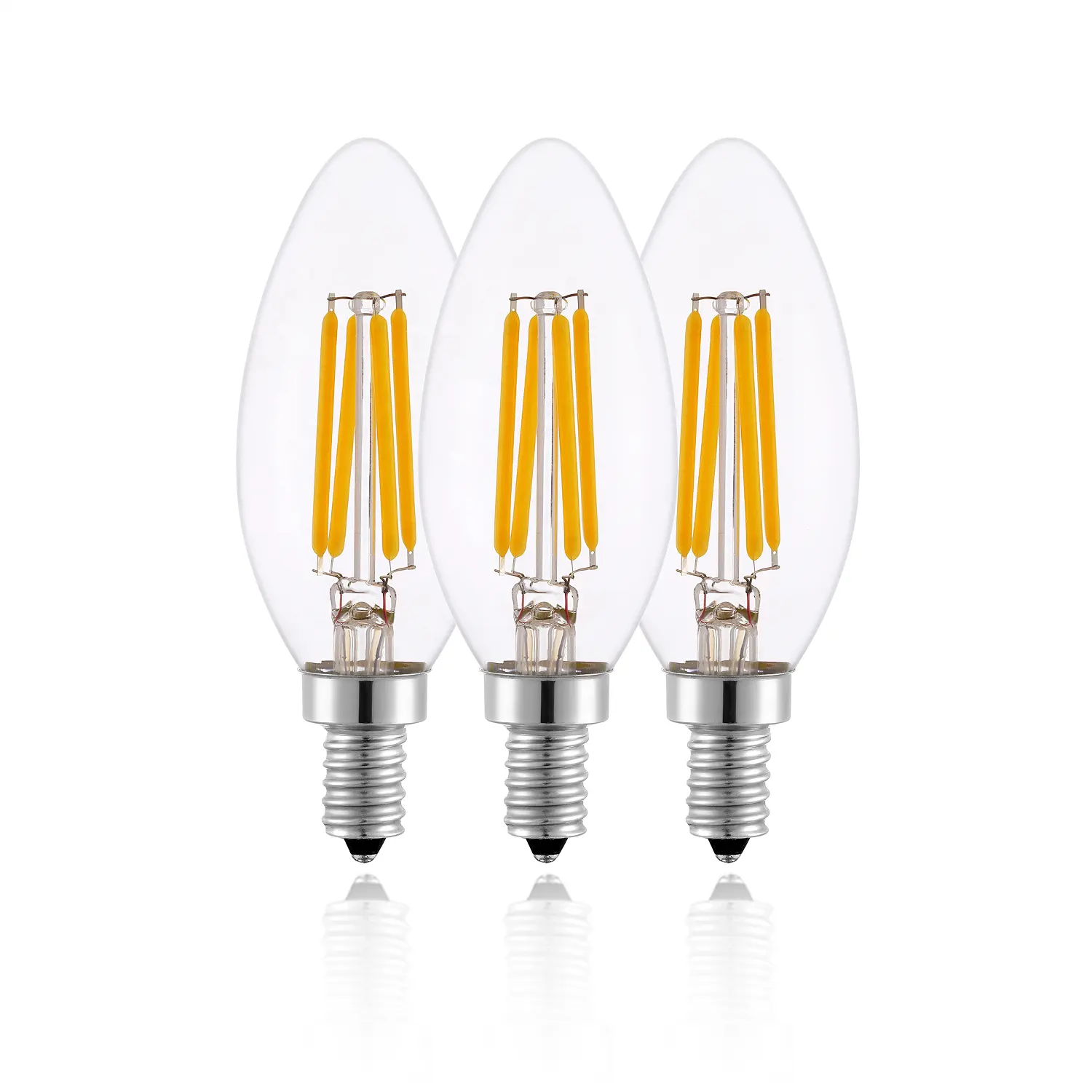 E12 bohlam lampu LED filamen kecil, bohlam lilin 2/4/6W Vintage RA80 + 2700-6500k