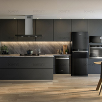 Meubles de cuisine sur mesure Armoires de cuisine en bois massif Design Armoire de cuisine moderne de luxe en acier inoxydable pour la maison