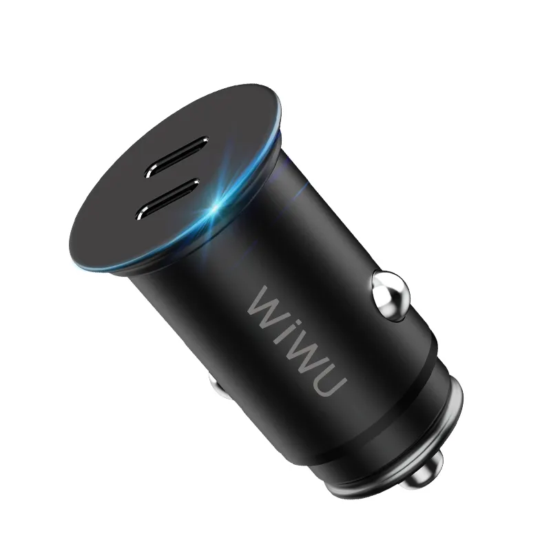 WIWU יוקרה 40W USB 3.0 יציאות כפולה פ"ד מהיר טעינת מטען לרכב אבץ סגסוגת רכב מתאם עבור טלפון נייד טעינה