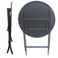 Table et chaises pliantes d'extérieur en fer à prix de gros, noires, anti-rouille, avec chaises pliantes et table ronde