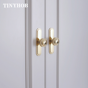 Glossy <strong>Gold</strong> Solid Brass with Plate Drawer Knob Furniture <strong>Handle</strong> Cupboard Drawer Pull Kitchen Cabinet Door <strong>Wardrobe</strong> <strong>Handle</strong> C-5675 - Product Image 5