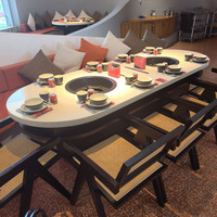 Table de barbecue et de fondue minimaliste en pierre frittée, grill coréen sans fumée pour appartements, hôtels, restaurants, cuisines