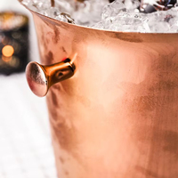 Seau à glace moderne en acier inoxydable argenté rond portable de 5 L pour boissons, refroidisseur à vin, seau à bière, champagne