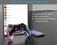 Manette de jeu sans fil 4.0 BLE+EDR avec double vibration, bouton Turbo, détection de mouvement, gyroscope six axes et moteur de vibration pour