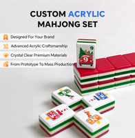 Ensemble de Mahjong en Acrylique Personnalisé pour Noël, Cristal Bleu, Multi-couches, Gravé, Arbre de Noël, Tuiles de Mahjong Américaines, Cadeau de Fêtes