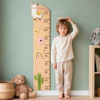 Règle de mesure de hauteur pour bébé en bois, motif animaux marins style art populaire, décoration murale pour chambre d'enfant pour la Fête des Pères