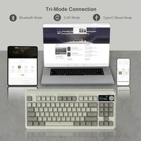 Clavier de jeu rétro OEM ODM 75 touches avec écran OLED, bouton rotatif M87 Pro, Bluetooth 5.1/2.4 GHz, clavier mécanique sans fil USB-C avec HotSwap
