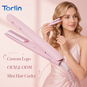 Torlin Nuova Piastra per Capelli 2 in 1 Curva e Riscaldante, Rosa, per Bambine e Ragazze, Mini Piastra Sottile con Logo - Product Image 1