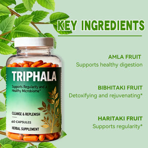 Grosir OEM kapsul Triphala suplemen Herbal Vegan organik dengan Amla & Bibhitaki & Haritaki - Product Image 3