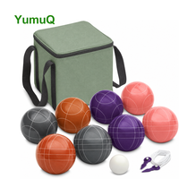 Ensemble de boules de pétanque en résine YumuQ pour l'extérieur, jeu de pelote pour la pelouse, avec sac de transport pour les sports de jardin et de plage