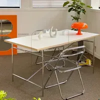 Bureau rectangulaire en bois massif, pieds en acier inoxydable, pour conférence, écriture et étude, vente en gros directe d'usine, fabricant OEM