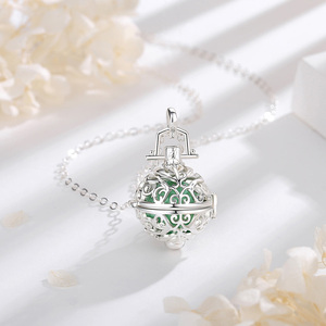 Giáng Sinh Bạc Pha Lê Trái Tim Vòng Cổ Harmony Thì Thầm Bola Thiên Thần Tình Yêu Em Bé Mang Thai Chime Locket - Product Image 5