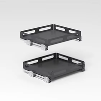 Étagère d'angle magique de cuisine TKK personnalisable à deux niveaux avec panier coulissant gris et support à épices, design moderne