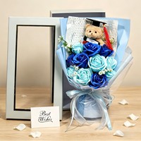 Bouquet de remise de diplôme moderne et écologique, fleurs artificielles faites à la main en savon, roses simulées, pour Thanksgiving, la Saint-Valentin, et les remises de diplômes.