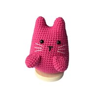 Poupée chat fuchsia plate, brillante, faite main au crochet, de haute qualité, adorable, pour décoration intérieure