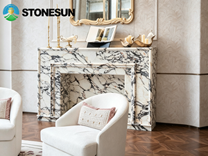 StoneSun Maßgefertigte Moderne Freistehende Marmor-Kaminverkleidung für den Innenbereich in Hotels, Villen und Apartments - Product Image 5