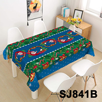 Nappe de table imprimée Père Noël et flocons de neige - Tissu imperméable et durable pour les dîners de Noël et la décoration de fêtes